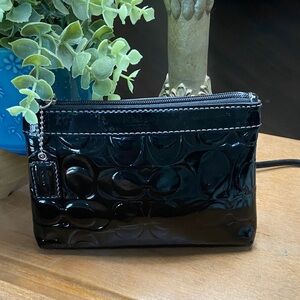 Coach Glossy Black Patent Leather Cosmetic Pouch